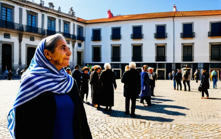 문화 인류학과 정치학 - **Prompt:** "A vibrant, panoramic view of a bustling Portuguese city square, reminiscent of Lisbon, ...