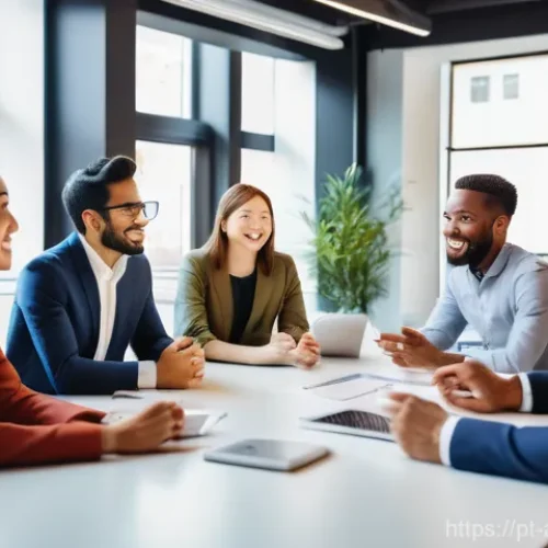 Home 25 전세계 문화 비교 - A vibrant scene depicting a diverse group of young professionals from different cultural backgrounds...