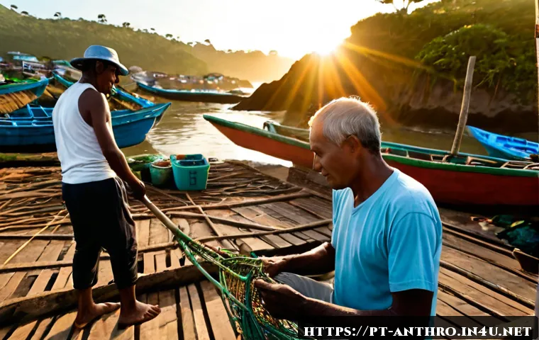 문화인류학 주요 연구 분야 - Photorealistic cultural anthropology fieldwork scene in a coastal Brazilian fishing community, a div...